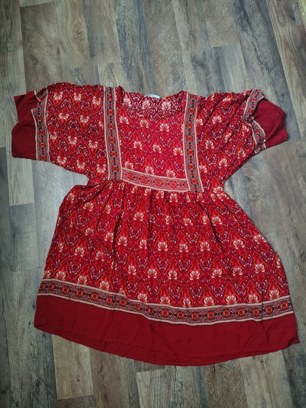 R. Vivimos Red Floral Boho Top